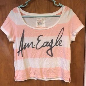 Medium Striped American Eagle Cropped Shirt